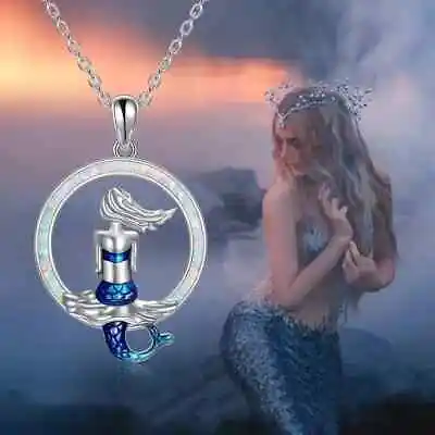 Stylish Beautiful Mermaid Decor Round Pendant Necklace Anniversary Holiday Trend • $12.98