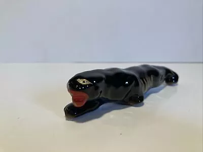 Vintage MCM Black Panther Cat Stalking Crouch Ceramic Figurine Japan Redware 5” • $9.99