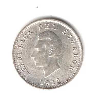 1915 Ecuador Silver 1/2 Decimo Uncirculated • $14