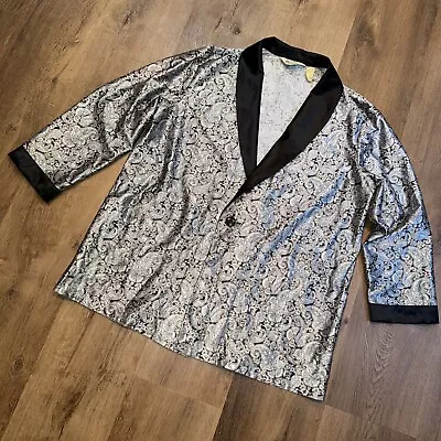 Vtg 60s 70s Mens Robe Jacket Playboy Smoking Coat Hugh Hefner Nylon Paisley USA • $59.99