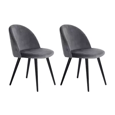 $109.61 • Buy Artiss Dining Chairs Velvet Chair Seat Cafe Office Modern Iron Legs Dark Grey X2