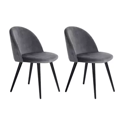 $81.72 • Buy Artiss Dining Chairs Velvet Chair Seat Cafe Office Modern Iron Legs Dark Grey X2
