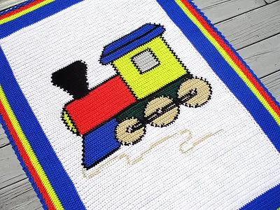 Crochet Patterns - TOY TRAIN Baby Afghan Pattern • $6.95