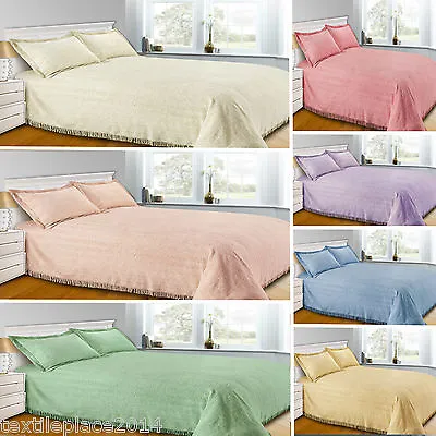 Luxury Candlewick Bedspread Traditional Bed Throw Size Single Double & King • £39.49