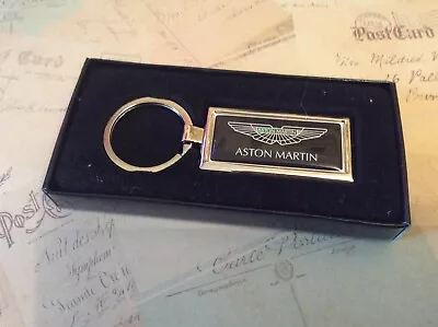 Chrome Keyring In Box Oblong With Printed ASTON MARTIN BLACK • $7.40