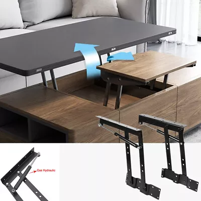 2x 50kg Lift Up Top Coffee Table Lifting Frame Spring Hinge Gas Hydraulic Hinge • £20.67