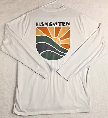 Hang Ten Beach Shirt Men’s Medium White Long Sleeve Sun UV 50 Rash Guard Swim • $13.50