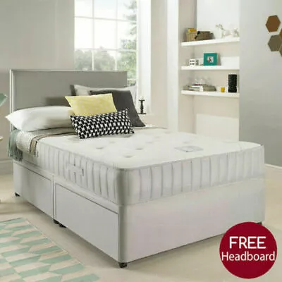 MEMORY FOAM DIVAN BED SET WITH MATTRESS & HEADBOARD 3FT 4FT 4FT6 5FT King & 6FT • £259.99