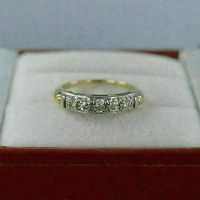Vintage Wedding Band Ring Gift 1CT Round Lab-Created Diamond 14K Yellow Gold FN • $128.80