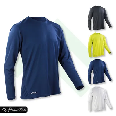 Mens Quick-Dry Long Sleeve T-Shirt Gym Top Cycling Running Jogging Sports Spiro • £10.72
