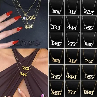 Angel Number Necklace 000-999 Stainless Steel Pendant Women Men Lucky Jewellery • $1.36