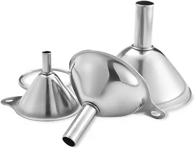 Stainless Steel Funnels Large Small Funnel Set Of 3 Food Grade Mini Metal Kitc • $10.93