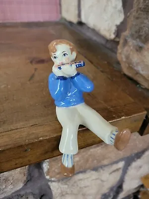 Vintage  MCM Ceramic Arts Studio BOY With HARMONICA Figurine Shelf Sitter  • $18.74