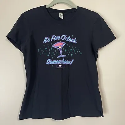 90s Big Dogs 5 O' Clock Somewhere Glitter Martini Baby Tee Size Large • $20