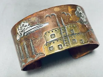 Detailed Hand Tooled Vintage Navajo Copper Bracelet Cuff • $665.99