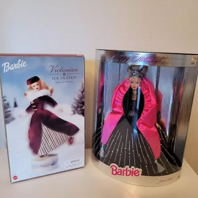 2 Mattel Barbie Doll 1998 Holiday Barbie 2000 Victorian Ice Skater Barbie • $20