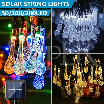 50-200 LED Solar Fairy String Lights Raindrop Garden Christmas Tree Outdoor Lamp • $12.99