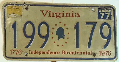 Virginia VA License Plate Tag Vintage 1976 Bicentennial #199-179 G Washington W • $18.50