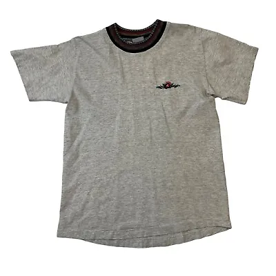 Vintage Jimmy Z T-Shirt Mens M Medium Gray Ringer Short Sleeve Embroidered Logo • $25.45