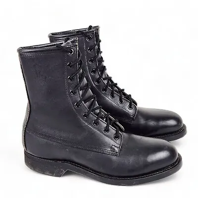 Vintage Addison Shoe Company Military Combat Boots Leather Men 6 Black Steel Toe • $32.26