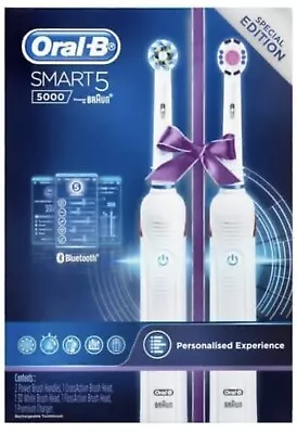 Oral-B Smart 5 5000 Electric Rotating Toothbrush With Dual Handle - White • $200