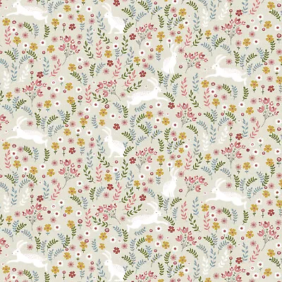 Oilcloth Tablecloth Bunny Rabbits In Field Of Flowers Coated Cotton Wipe Clean • £8.90