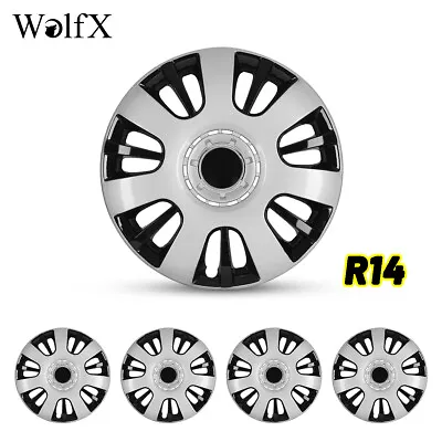 14  Set Of 4 Silver Black Wheel Covers Hubcaps Fit Universal R14 Tire &Steel Rim • $42.99