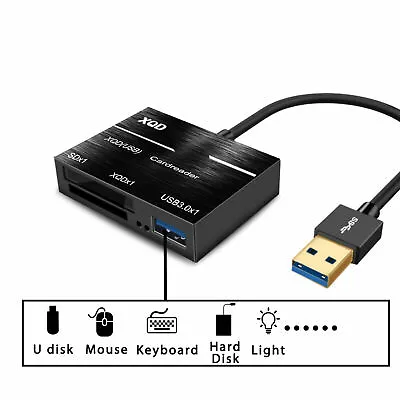 $24.99 • Buy USB3.0 XQD SD Card Reader USB Hub Memory Adapter For Sony M&G Series Nikon D4/D5