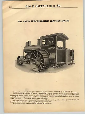 1900's PAPER AD Avery Double Cylinder Steam Tractor Traction Engine Locomotive • $24.99