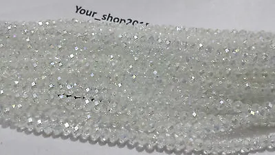 100 Faceted Rondelle Crystal Glass Beads Loose Beads  4mm  Jewelery Making • £1.79