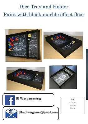 Painted And Made Black/marble Dice Tray And  Holder  Board Game Wargames • £12.99