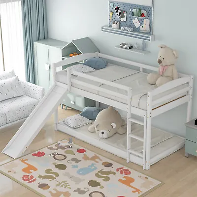 £249.99 • Buy 3ft Single Bunk Beds Pine Wood Kids Childrens Bed Frame High Sleeper With Slide