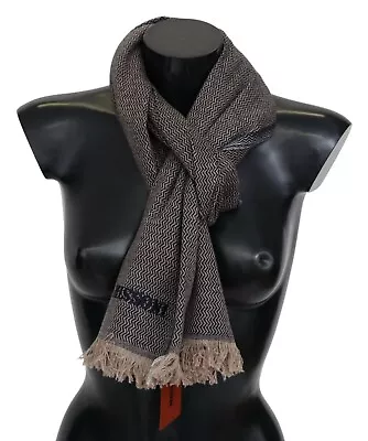 MISSONI Scarf Brown Zigzag Pattern Cashmere Unisex Wrap Fringe 170cm X 60cm $500 • $144.50