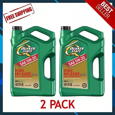 🔥2 PACK🔥 Quaker State Full Synthetic Dexos High Mileage 5W-30 Motor Oil 5 Qt • $34.88