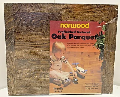 NOS Oak Parquet Flooring 6 Finger 5-3/4”x4-3/4”x5/16” Norwood 10’sq Vintage 70’s • $299