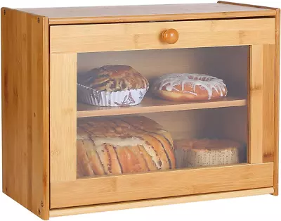 Extra Large Bread Box ，Bamboo Bread Boxes With Clear Window，Bread Storage BinBr • $94.99