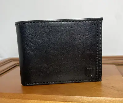 Mens Black Wembley Coated Leather Bi-fold Wallet • $14.90