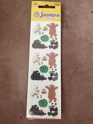 VTG Sandylion Stickers Fuzzy Velours Bears Polar Brown Black Panda NEW Sealed • $39.99