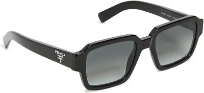 Prada PR 02ZS Square Sunglasses Black Plastic Dark Grey Gradient Silver Unisex • $209