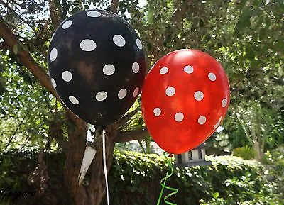 12 Black & Red Polka Dot Latex Balloons LADYBUG MINNIE MICKEY Party Supply Decor • $4.99