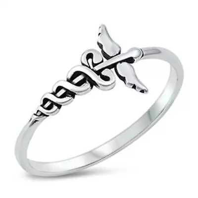 925 Sterling Silver Caduceus Medical Ring  New Size 3-10 • $12.57