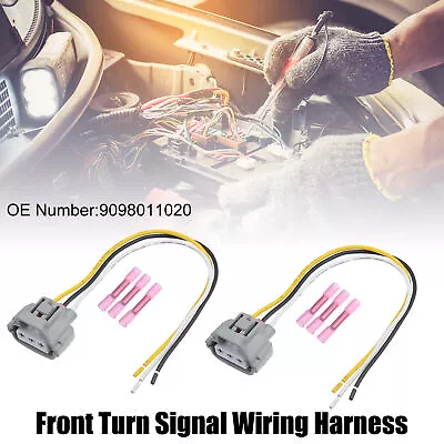 Front Turn Signal Wiring Harness Connector Plug For Toyota Plastic Black 1 Set • $12.54