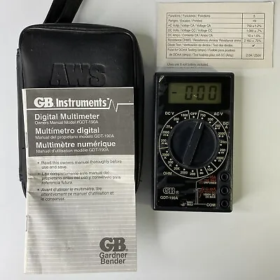 Vtg GB Instruments GDT-190A Digital Multimeter With Manual Case NO Cords 1998 • $14.99