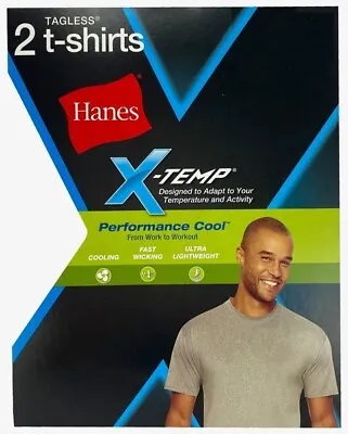 Hanes Men's Short Sleeve X-Temp T-Shirt With FreshIQ 2XL (Pack Of 2) Gray & Blue • $8.99