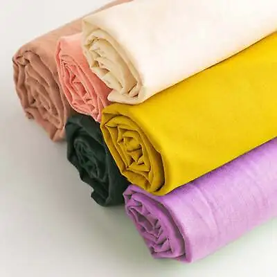 Madras Plain 100% Cotton Linen Mix Natural Solid Fabric Quilting Dress Material • £4.49