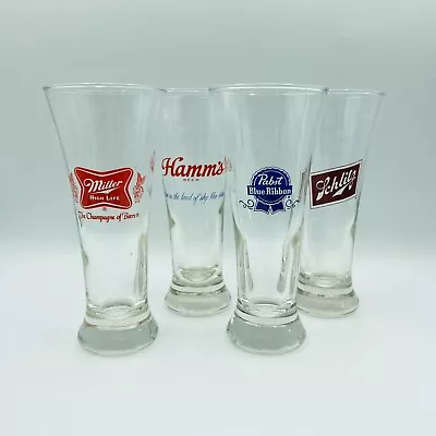 Lot Of 4 Beer Pilsner Bar Glasses Libbey Pabst Miller Hamms Schlitz • $22.46