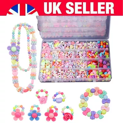 Girls Kids DIY Bracelet Arts Craft Make Own Beads Jewellery Making Set Box Gift • £10.99