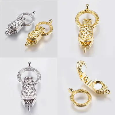 5Sets Brass Fold Over Magnetic Clasps With Loop Findings For Jewelry Making 31mm • $12.59