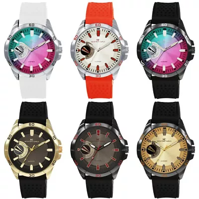 47mm Montres Carlo Men's Fashion Sports Silicone Band Analog Quartz Dress Watch • $18.90