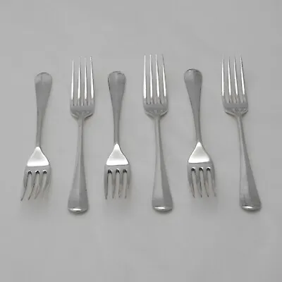 RATTAIL Design WALKER & HALL SHEFFIELD Silver Service Cutlery Six Dessert Forks • £39.90